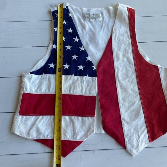 Vintage 1993 Limited Edition, LTD. San Francisco USA American Flag Vest - Size L - Picture 7 of 8